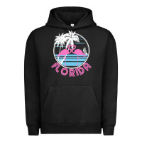 Pigment Black Hot Trend Florida Pink Flamingo Heart 80S Retro Vintage Style Urban Hoodie - lanVoArt