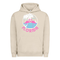 Pigment French Oak Hot Trend Florida Pink Flamingo Heart 80S Retro Vintage Style Urban Hoodie - lanVoArt
