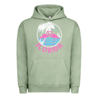 Pigment Oil Green Hot Trend Florida Pink Flamingo Heart 80S Retro Vintage Style Urban Hoodie - lanVoArt