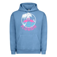 Pigment Pebble Blue Hot Trend Florida Pink Flamingo Heart 80S Retro Vintage Style Urban Hoodie - lanVoArt