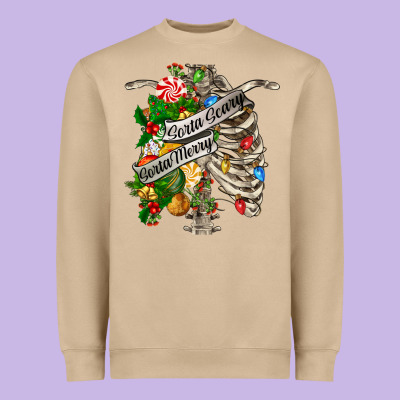 Sorta Merry Sorta Scary Chest Heavyweight Sweatshirt Designed By Fadigitalartstudio