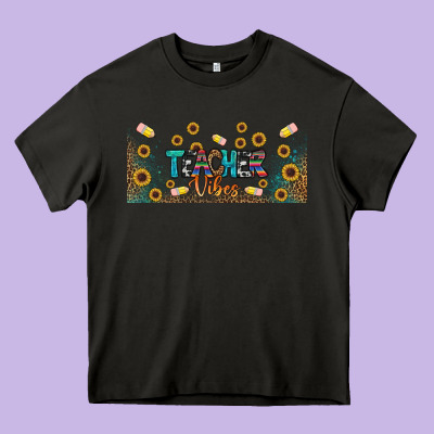 Teacher Vibes Libbey Glass Heavy Core Tee Designed By Bundleandbundleshop
