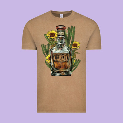 Western Whiskey Bottle Vintage Tee Designed By Howdyjamesfarm