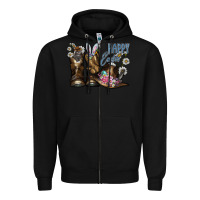 Black Happy Easter Zipper Hoodie - CowhideDigitalArt