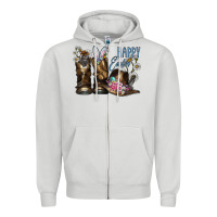 Dove Grey Happy Easter Zipper Hoodie - CowhideDigitalArt
