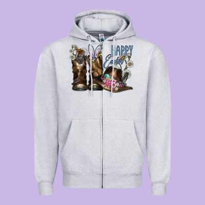 Happy Easter Zipper Hoodie Designed By Cowhidedigitalart