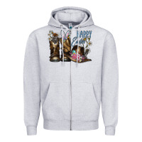 Heather Grey Happy Easter Zipper Hoodie - CowhideDigitalArt