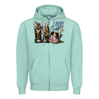 Seafoam Happy Easter Zipper Hoodie - CowhideDigitalArt
