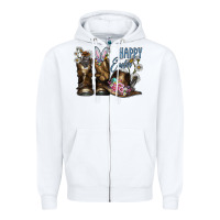 White Happy Easter Zipper Hoodie - CowhideDigitalArt