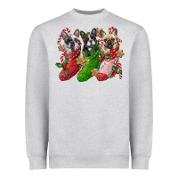Heather Grey french bulldog with christmas socks Heavyweight Sweatshirt - FaDigitalArtStudio