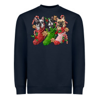 Navy french bulldog with christmas socks Heavyweight Sweatshirt - FaDigitalArtStudio
