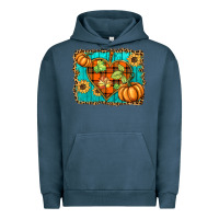 Pigment Midnight Navy fall pumpkins and sunflowers heart Urban Hoodie - BarkalooDesign