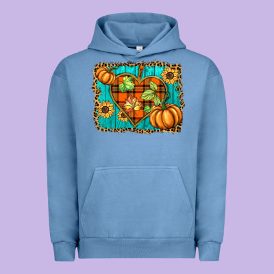 Fall Pumpkins And Sunflowers Heart Urban Hoodie Designed By Barkaloodesign