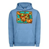 Pigment Pebble Blue fall pumpkins and sunflowers heart Urban Hoodie - BarkalooDesign