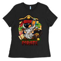 Black pirate gnome Ladies Tee - BarkalooDesign