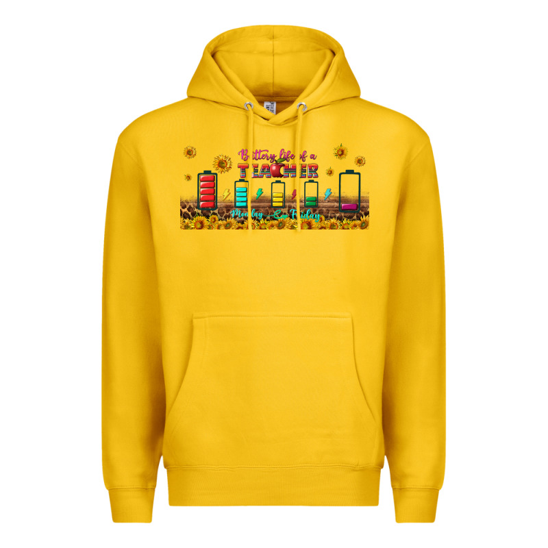 Battery Life Of A Teacher Libbey Glass Premium Hoodie by BundleAndBundleShop | Teevron