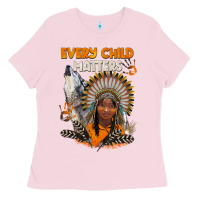 Bubblegum Pink every child matters child and wolf Ladies Tee - BarkalooDesign