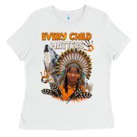White every child matters child and wolf Ladies Tee - BarkalooDesign