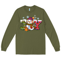 Army Green christmas joy snowman Long Sleeve Tee - CowGirlArtShop