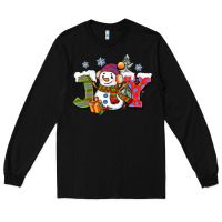 Black christmas joy snowman Long Sleeve Tee - CowGirlArtShop