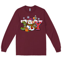 Burgundy christmas joy snowman Long Sleeve Tee - CowGirlArtShop
