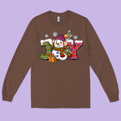 Christmas Joy Snowman Long Sleeve Tee Designed By Cowgirlartshop