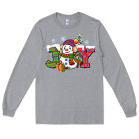 Heather Grey christmas joy snowman Long Sleeve Tee - CowGirlArtShop
