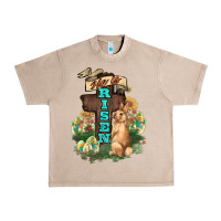 French Oak He is risen Bunny Cross Easter Day Urban Heavy Tee - HowdyJamesFarm