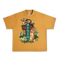 Peanut Butter He is risen Bunny Cross Easter Day Urban Heavy Tee - HowdyJamesFarm