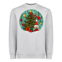 Heather Grey christmas tree and gnome Heavyweight Sweatshirt - BundleAndBundleShop