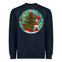 Navy christmas tree and gnome Heavyweight Sweatshirt - BundleAndBundleShop