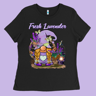 Fresh Lavender Gnome Ladies Tee Designed By Barkaloodesign