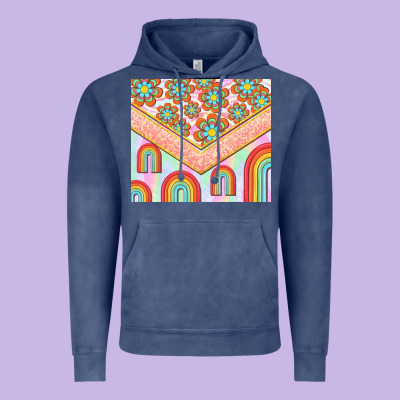 Hippie Rainbow And Daisy Vintage Hoodie Designed By Tumblerdesignbyshophia