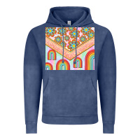 Vintage Denim hippie rainbow and daisy Vintage Hoodie - TumblerDesignByShophia