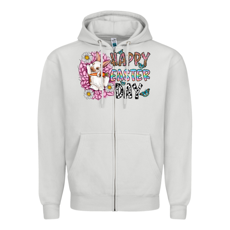 Happy Easter Day Zipper Hoodie by CowhideDigitalArt | Teevron