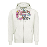 Oatmeal Heather happy easter day Zipper Hoodie - CowhideDigitalArt