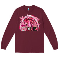 Burgundy gnomes rainbow breast cancer Long Sleeve Tee - CowGirlArtShop