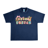 Navy Happy Easter plate letters Easter Day Urban Heavy Tee - HowdyJamesFarm