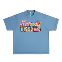 Pebble Blue Happy Easter plate letters Easter Day Urban Heavy Tee - HowdyJamesFarm