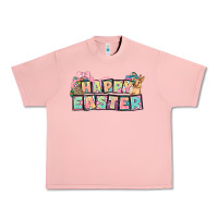 Salmon Happy Easter plate letters Easter Day Urban Heavy Tee - HowdyJamesFarm
