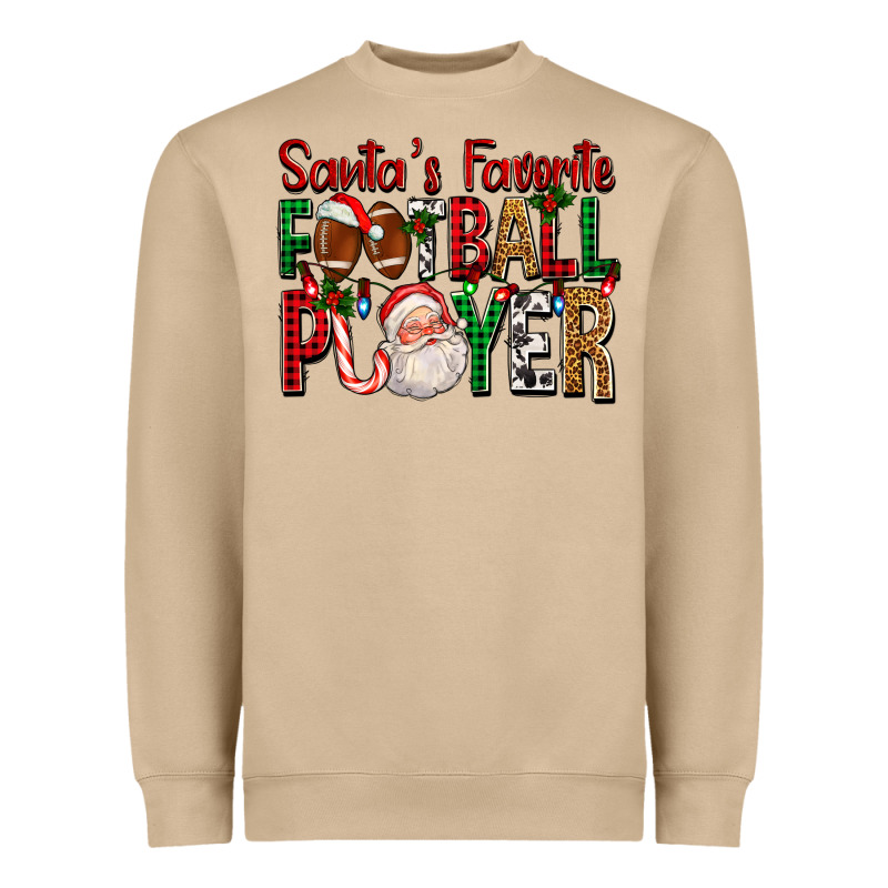 Santa's Favorite Football Player For Christmas Heavyweight Sweatshirt by FaDigitalArtStudio | Teevron