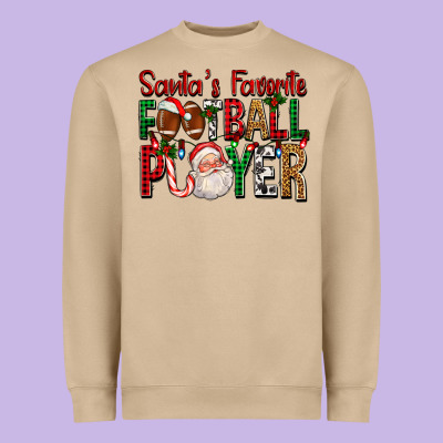 Santa's Favorite Football Player For Christmas Heavyweight Sweatshirt Designed By Fadigitalartstudio
