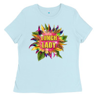 Baby Blue lunch lady tie dye sunflower Ladies Tee - BarkalooDesign