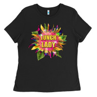 Black lunch lady tie dye sunflower Ladies Tee - BarkalooDesign