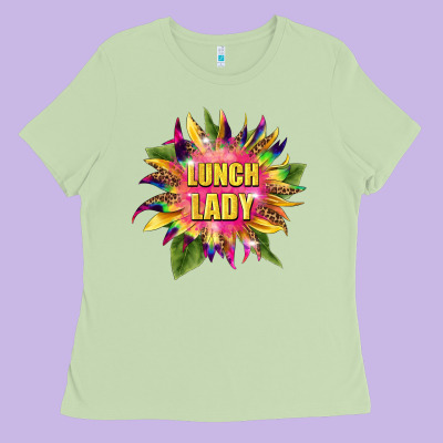 Lunch Lady Tie Dye Sunflower Ladies Tee Designed By Barkaloodesign