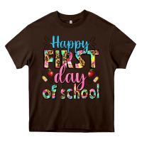 Chocolate Brown happy first day of school Heavy Core Tee - BundleAndBundleShop
