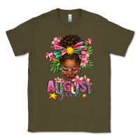 Army Green August Girl Afro Woman Summer Classic Tee - texasbilliewilder