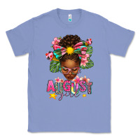 Colony Blue August Girl Afro Woman Summer Classic Tee - texasbilliewilder