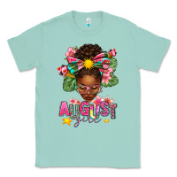 Seafoam August Girl Afro Woman Summer Classic Tee - texasbilliewilder