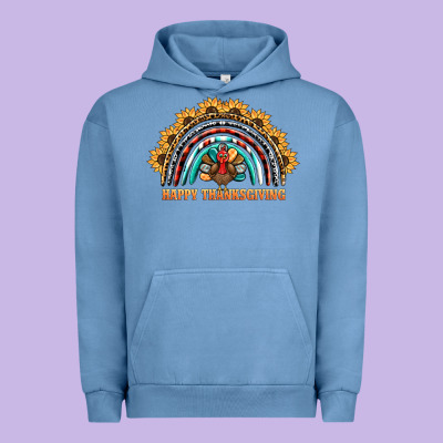Happy Thanksgiving Rainbow Urban Hoodie Designed By Barkaloodesign